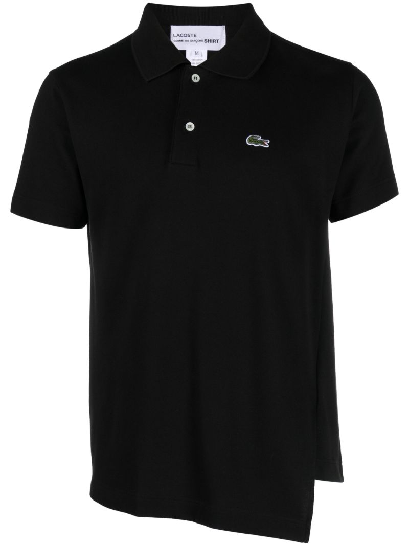 X Lacoste Black Asymmetric Cotton Polo Shirt