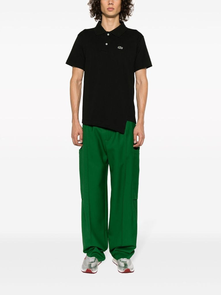 X Lacoste Black Asymmetric Cotton Polo Shirt