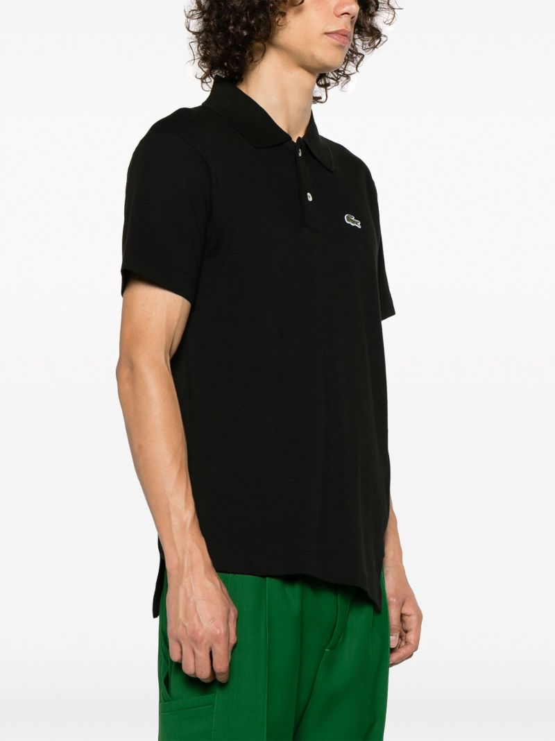 X Lacoste Black Asymmetric Cotton Polo Shirt