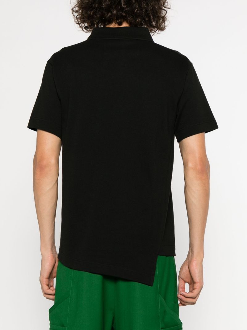 X Lacoste Black Asymmetric Cotton Polo Shirt