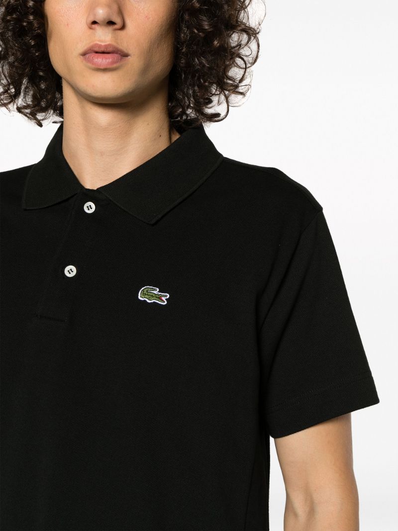 X Lacoste Black Asymmetric Cotton Polo Shirt