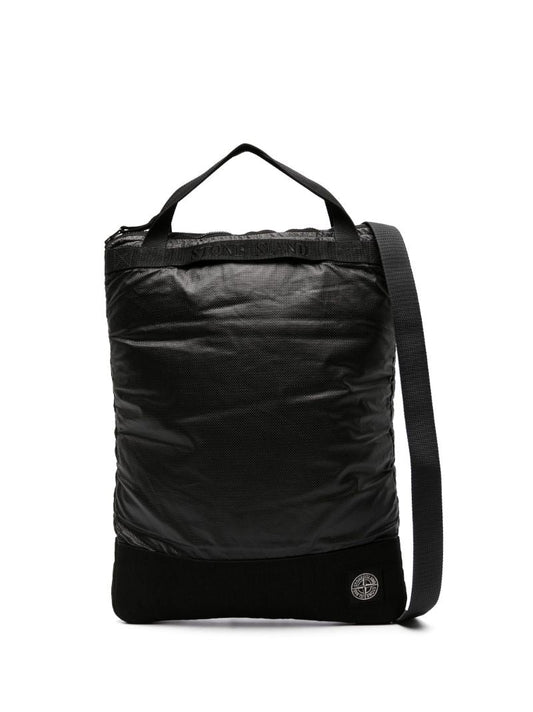 Black Mussola Gummata Canvas Tote Bag