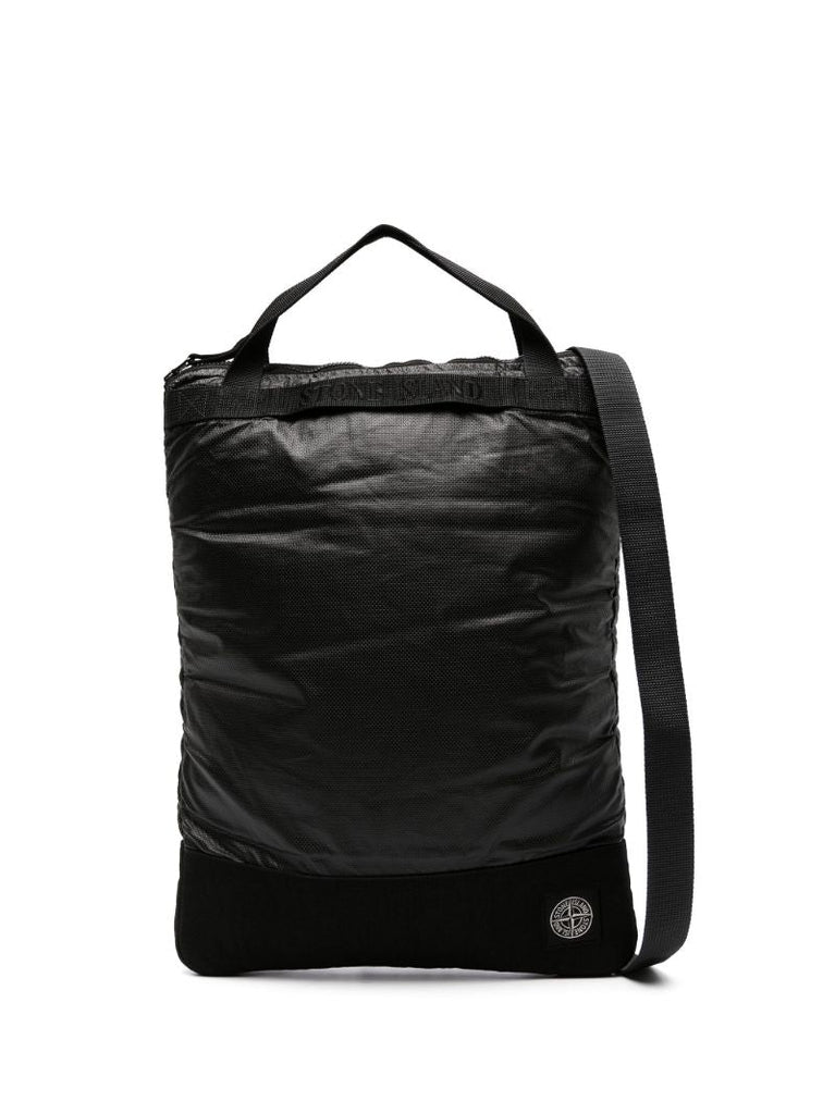 Black Mussola Gummata Canvas Tote Bag