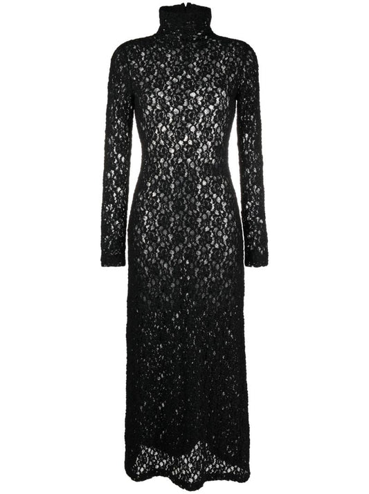 Black Corded-lace Long Dress
