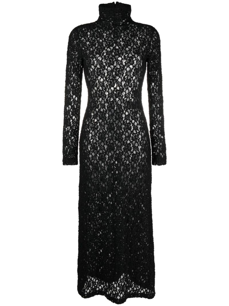 Black Corded-lace Long Dress