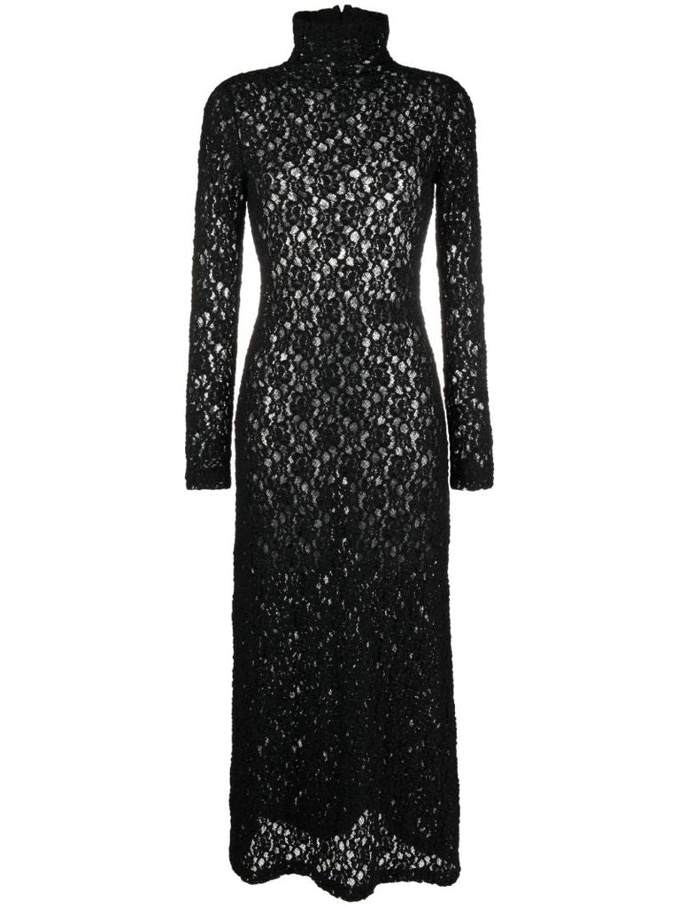 Black Corded-lace Long Dress