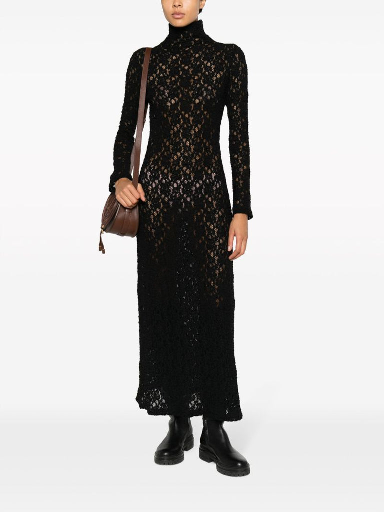 Black Corded-lace Long Dress