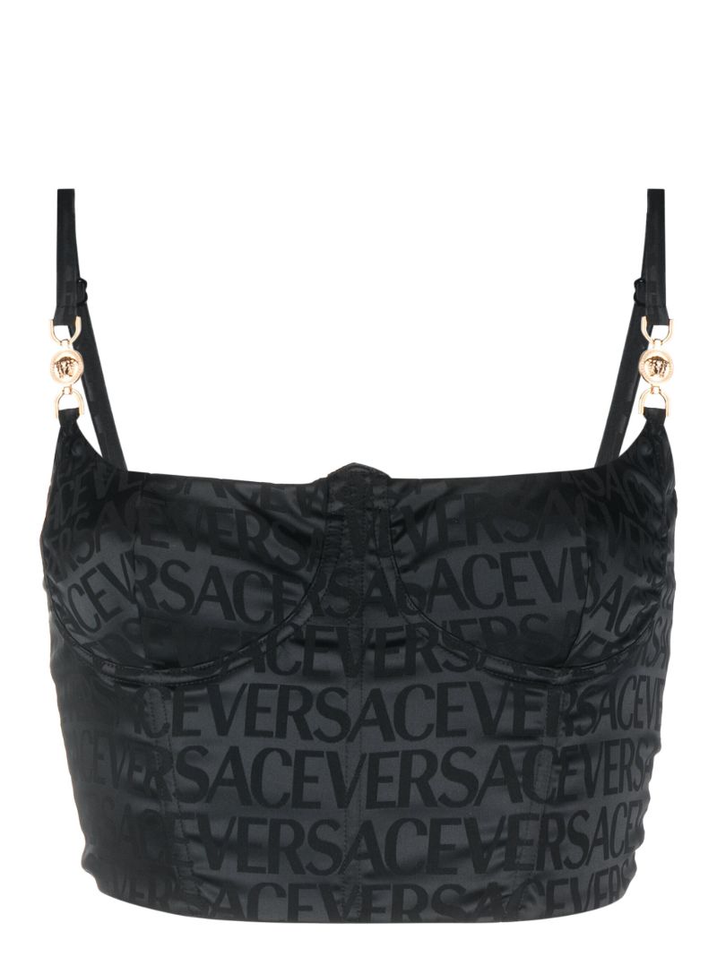 Black Versace Allover Corset Bra