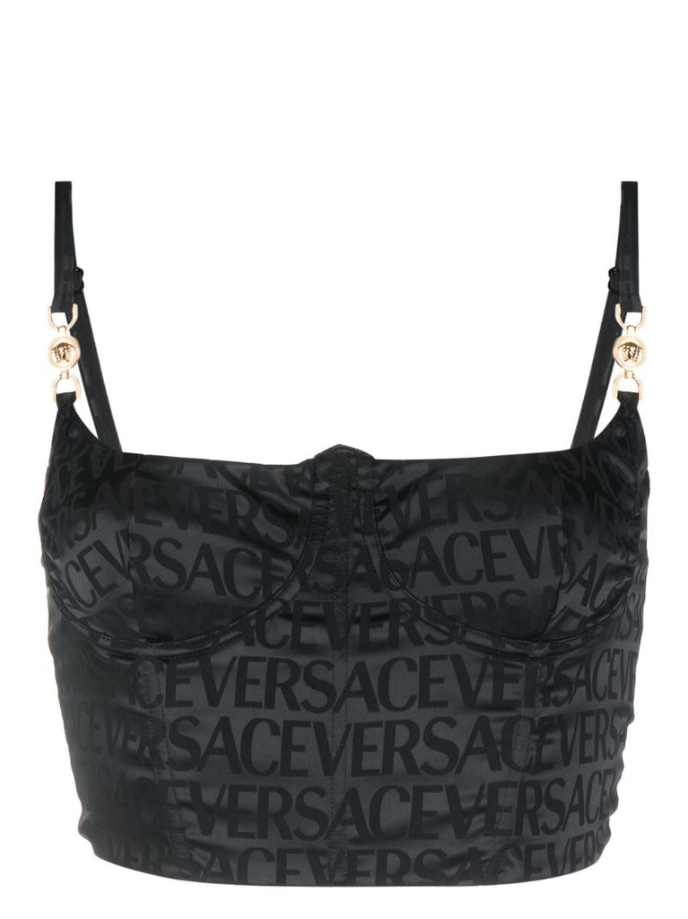 Black Versace Allover Corset Bra