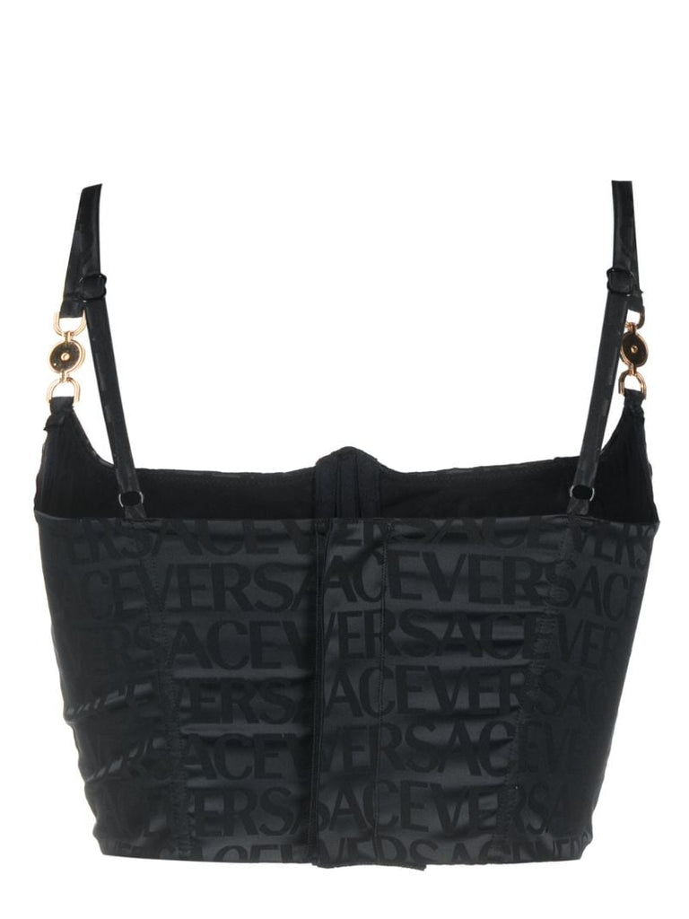 Black Versace Allover Corset Bra