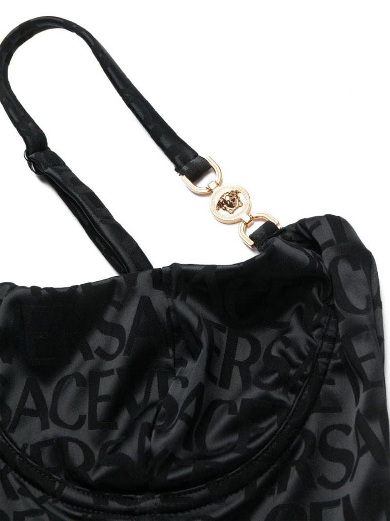 Black Versace Allover Corset Bra