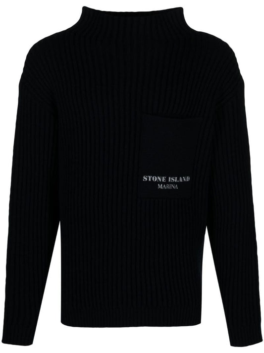 Blue Marina Ribbed Virgin-wool Sweater