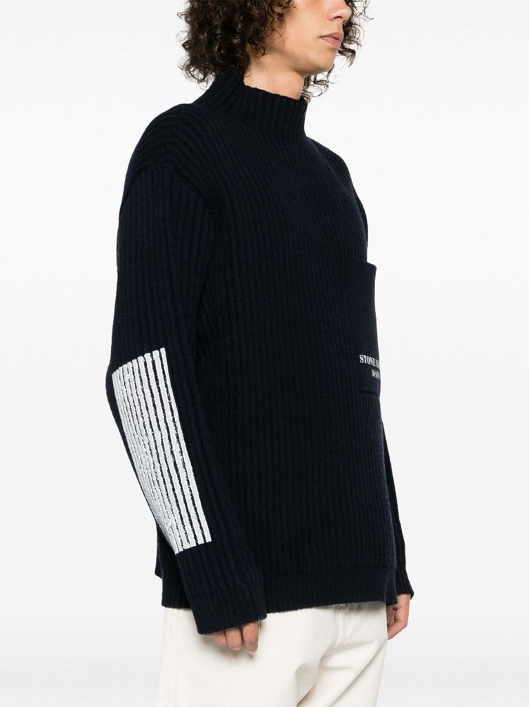 Blue Marina Ribbed Virgin-wool Sweater