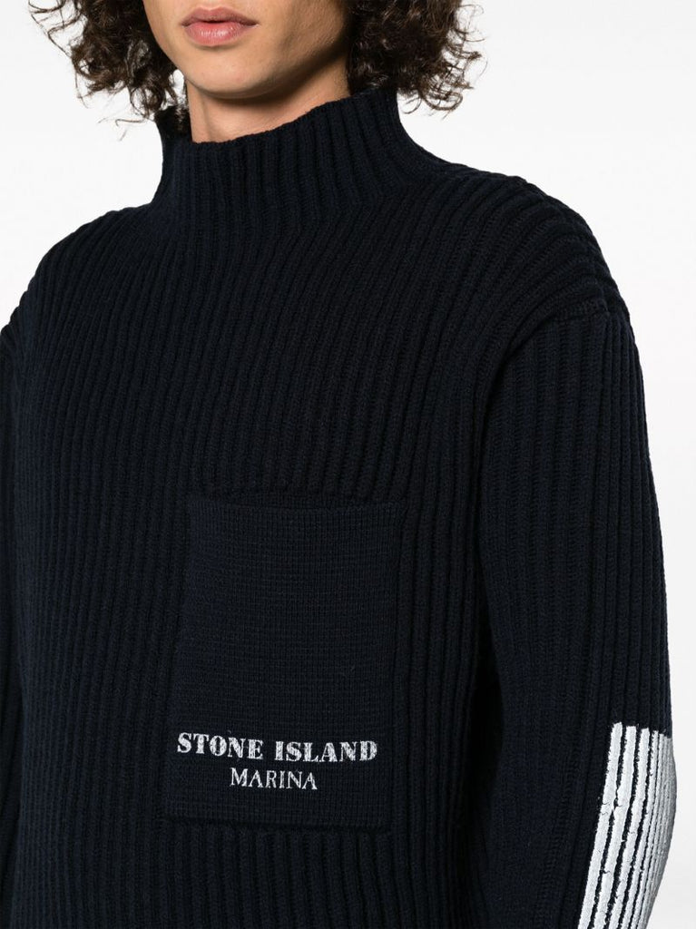 Blue Marina Ribbed Virgin-wool Sweater