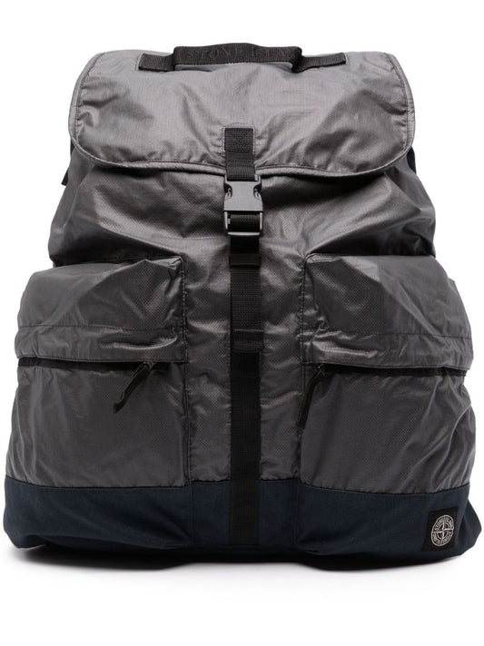 Grey Mussola Gommata Canvas Backpack