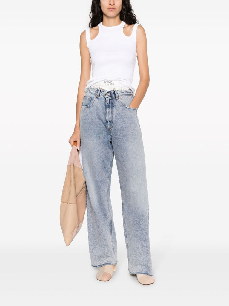 Blue Layered Wide-leg Jeans