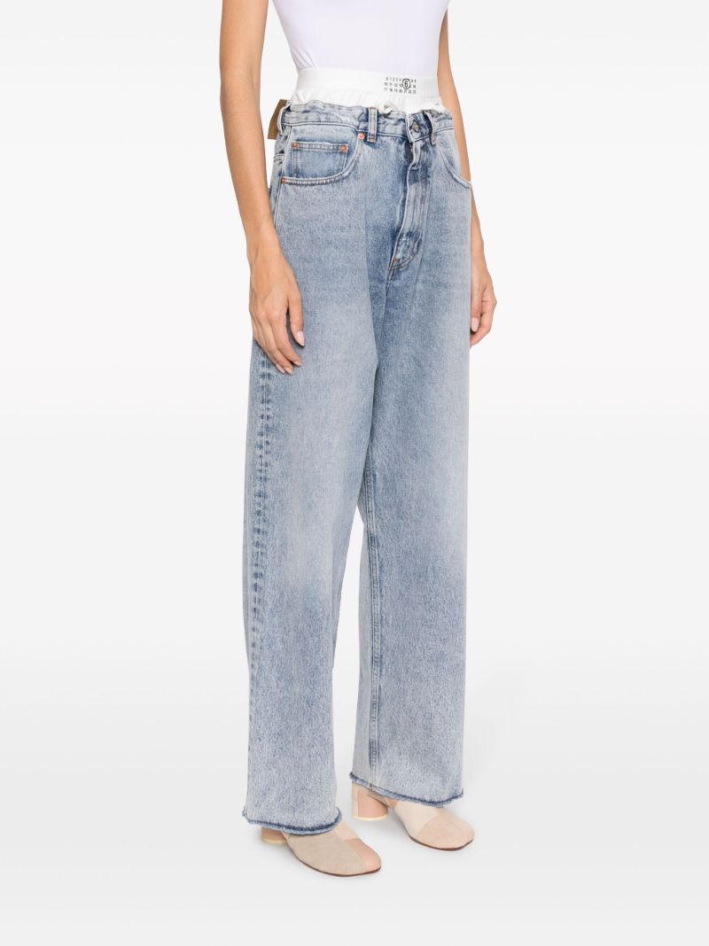 Blue Layered Wide-leg Jeans