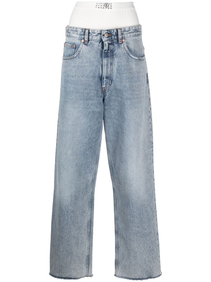 Blue Layered Wide-leg Jeans
