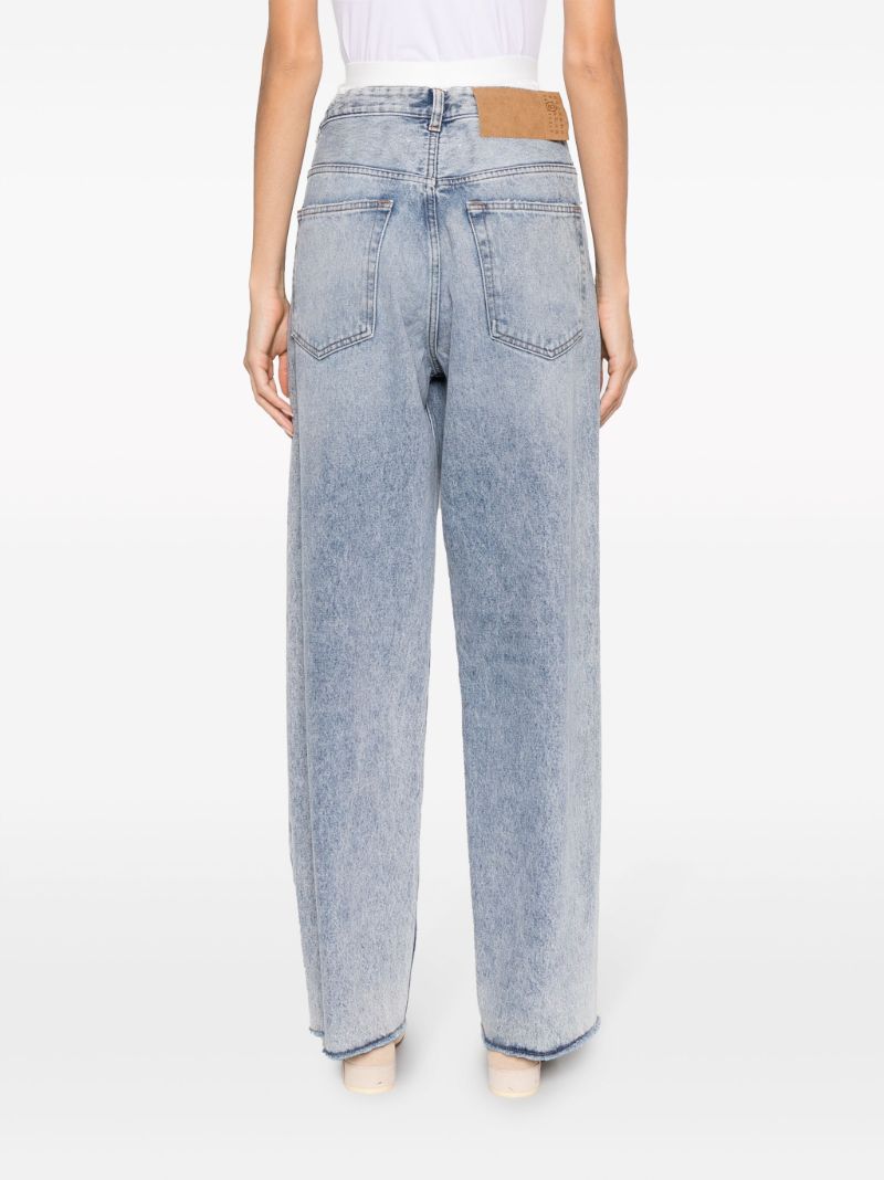 Blue Layered Wide-leg Jeans