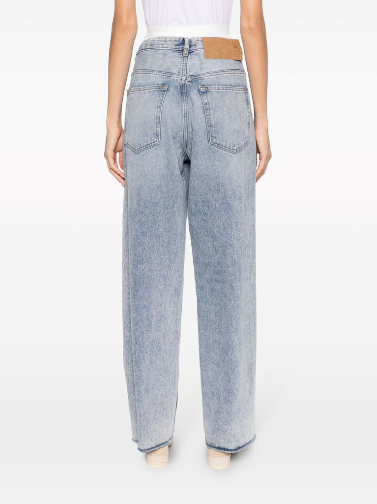 Blue Layered Wide-leg Jeans