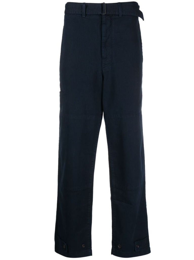 Blue Belted Straight-leg Jeans