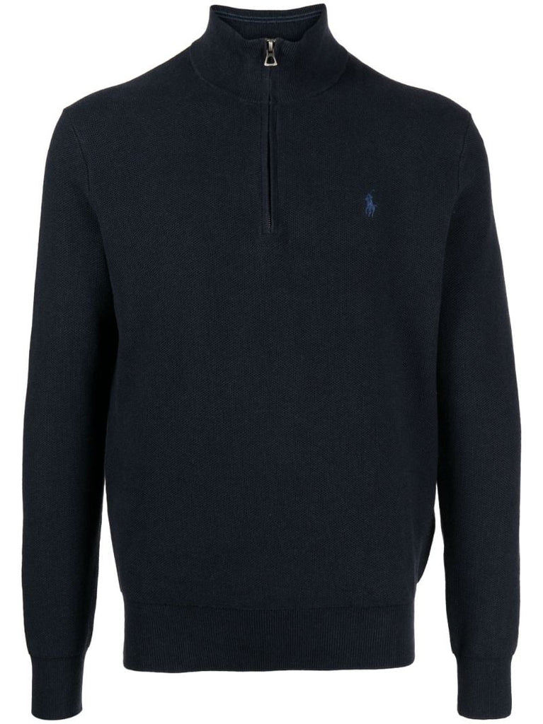 Blue Polo Pony Half-zip Sweater