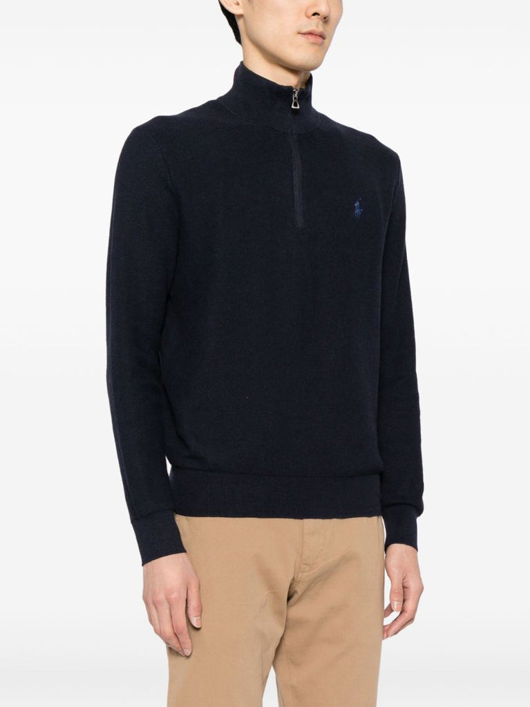 Blue Polo Pony Half-zip Sweater