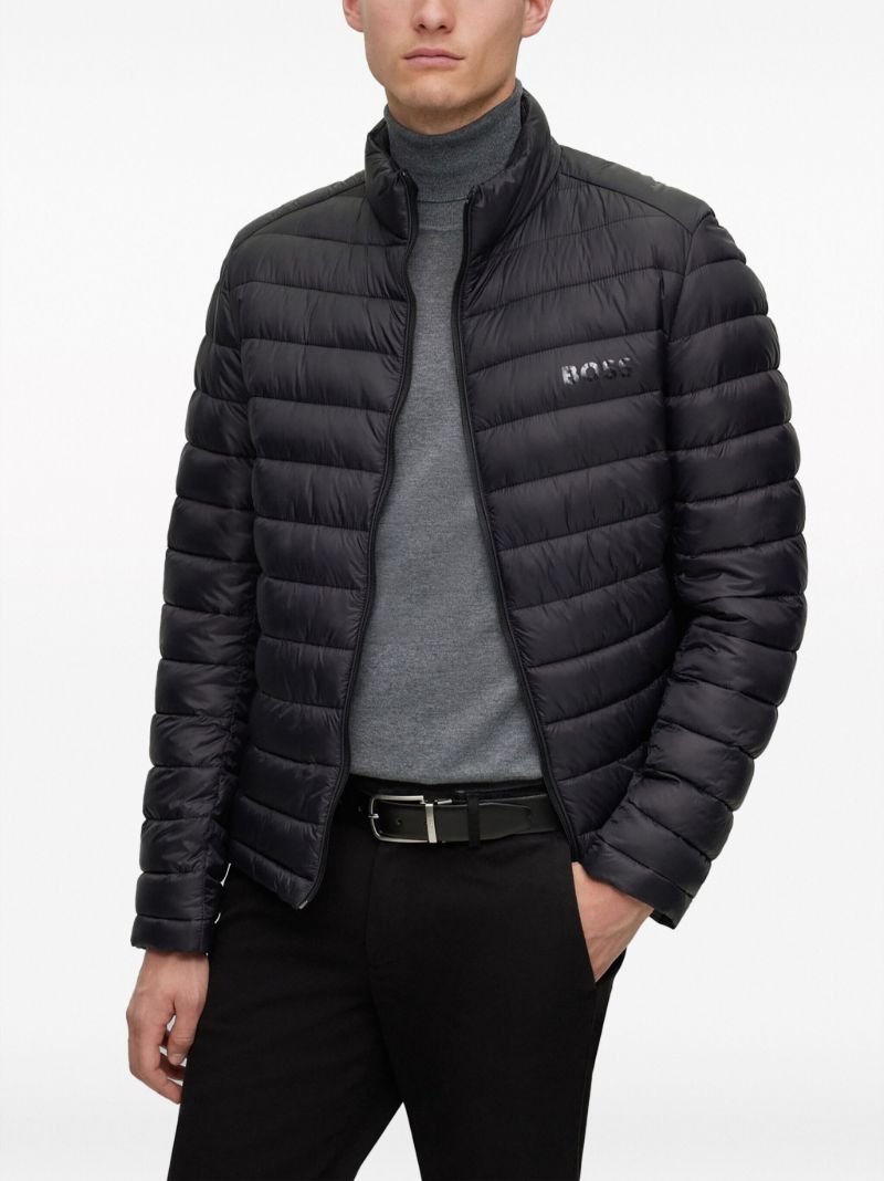 Black Logo-print Quilted Jacket