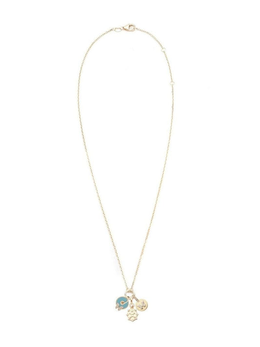 18k Yellow Gold Aqua Butterfly Disk Diamond Necklace