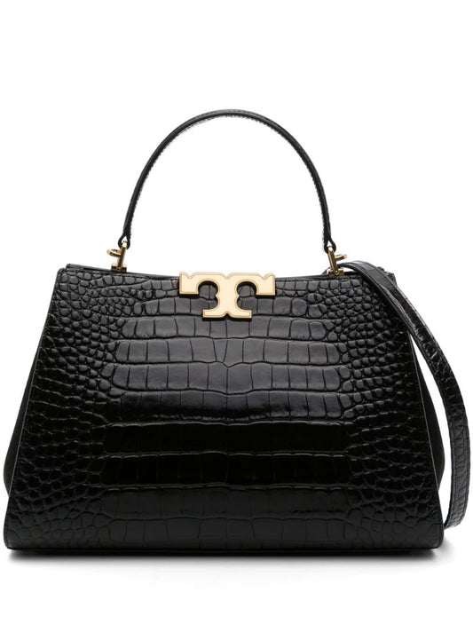Black Eleanor Crocodile-embossed Leather Tote Bag