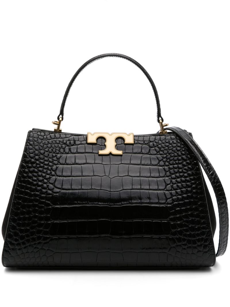 Black Eleanor Crocodile-embossed Leather Tote Bag