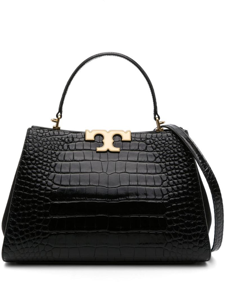 Black Eleanor Crocodile-embossed Leather Tote Bag