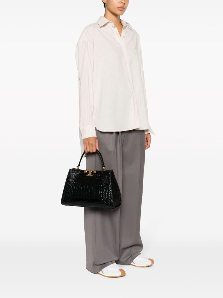 Black Eleanor Crocodile-embossed Leather Tote Bag