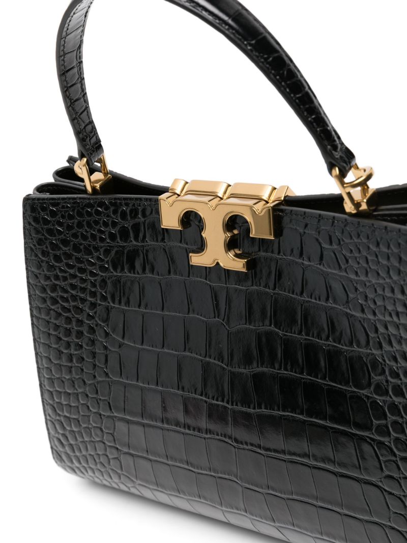Black Eleanor Crocodile-embossed Leather Tote Bag