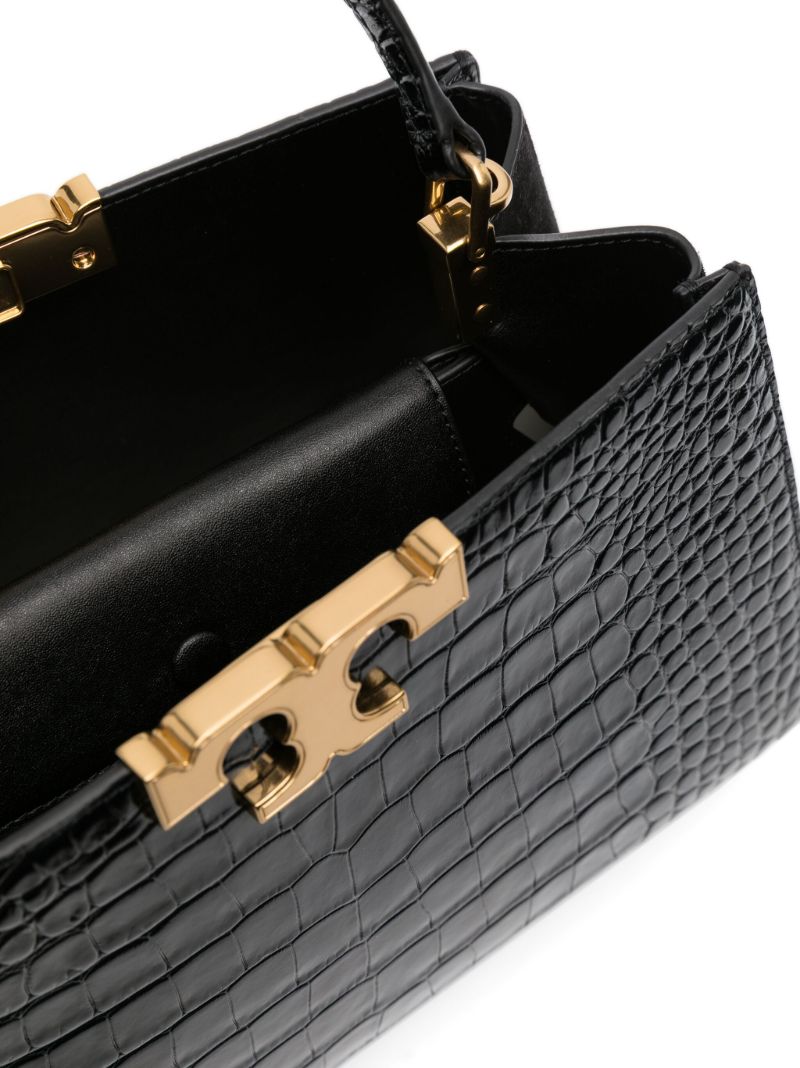 Black Eleanor Crocodile-embossed Leather Tote Bag