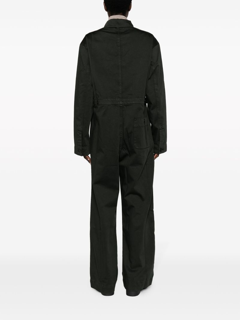Green Straight-leg Cotton Jumpsuit