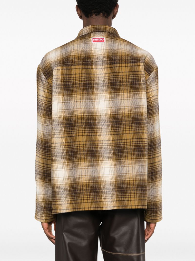 Brown Plaid Zipped Shirt Jacket