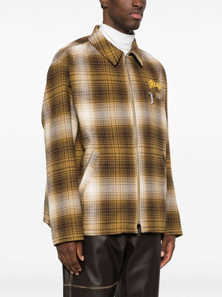 Brown Plaid Zipped Shirt Jacket