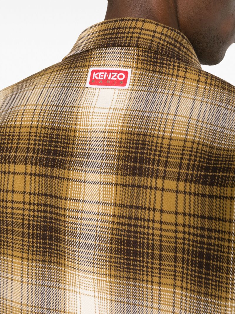 Brown Plaid Zipped Shirt Jacket