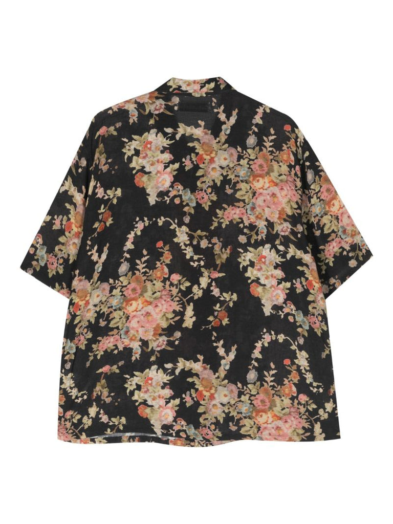 Black Elder Floral Print Cotton Shirt