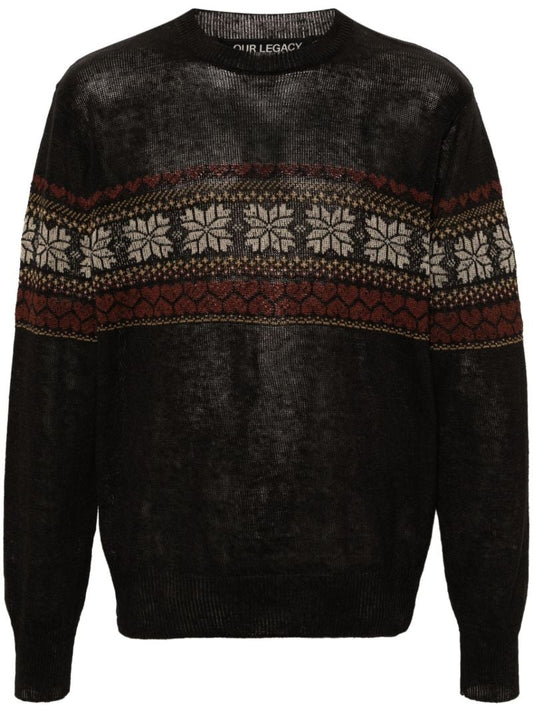 Grey Fair-isle Hemp Sweater