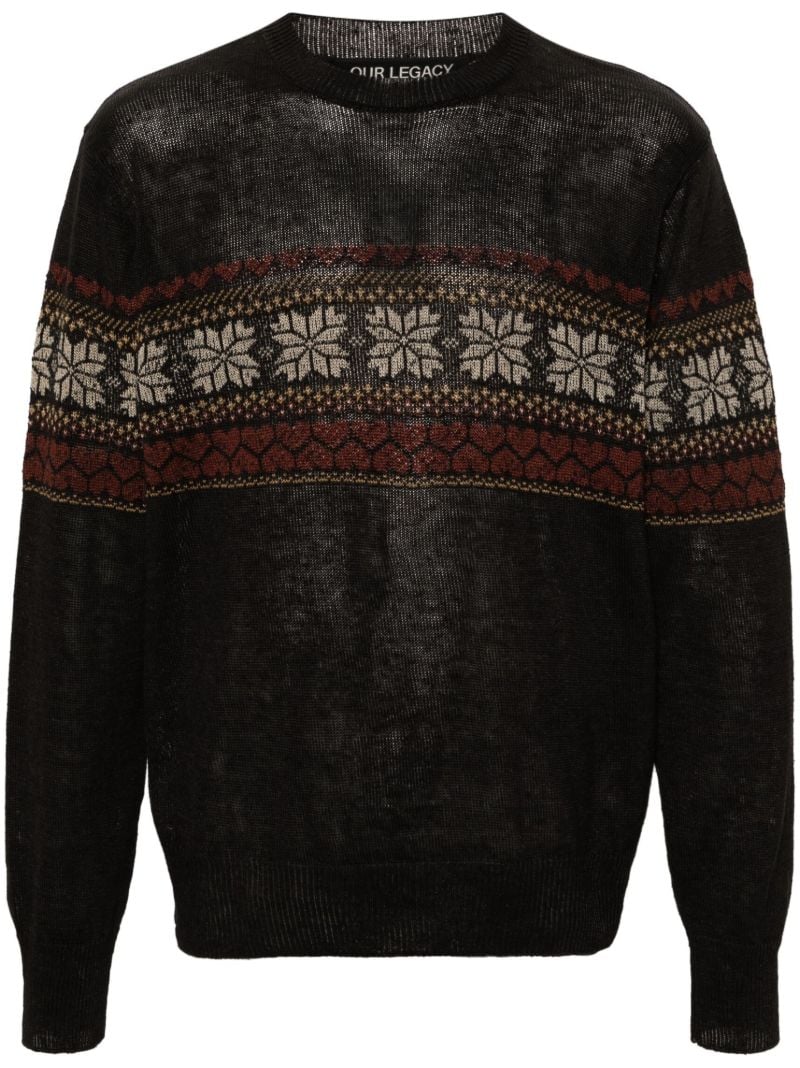 Grey Fair-isle Hemp Sweater