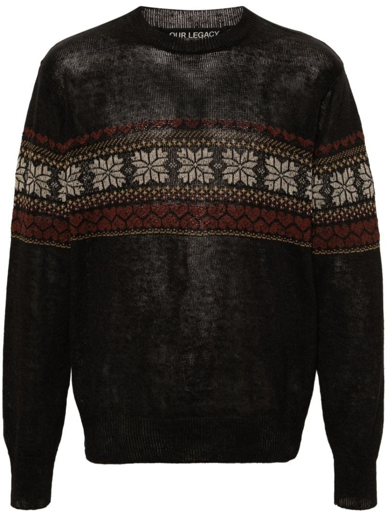 Grey Fair-isle Hemp Sweater