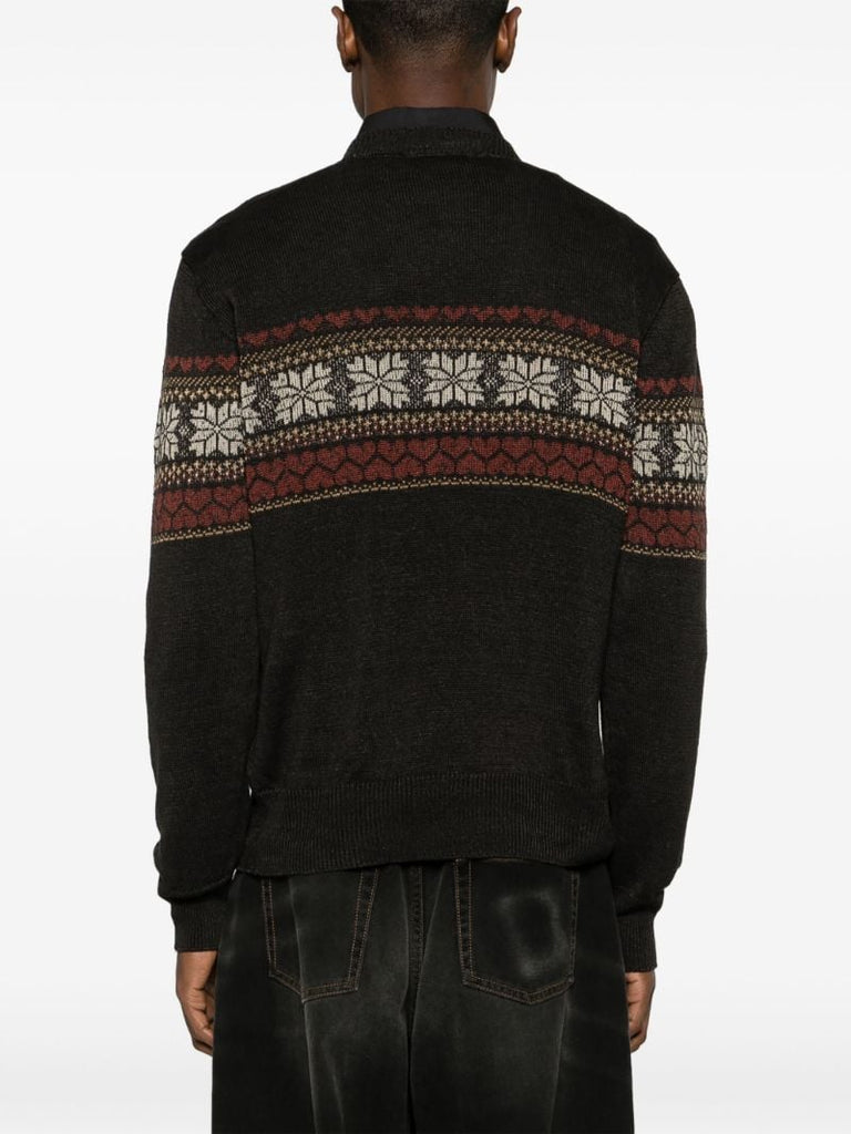 Grey Fair-isle Hemp Sweater