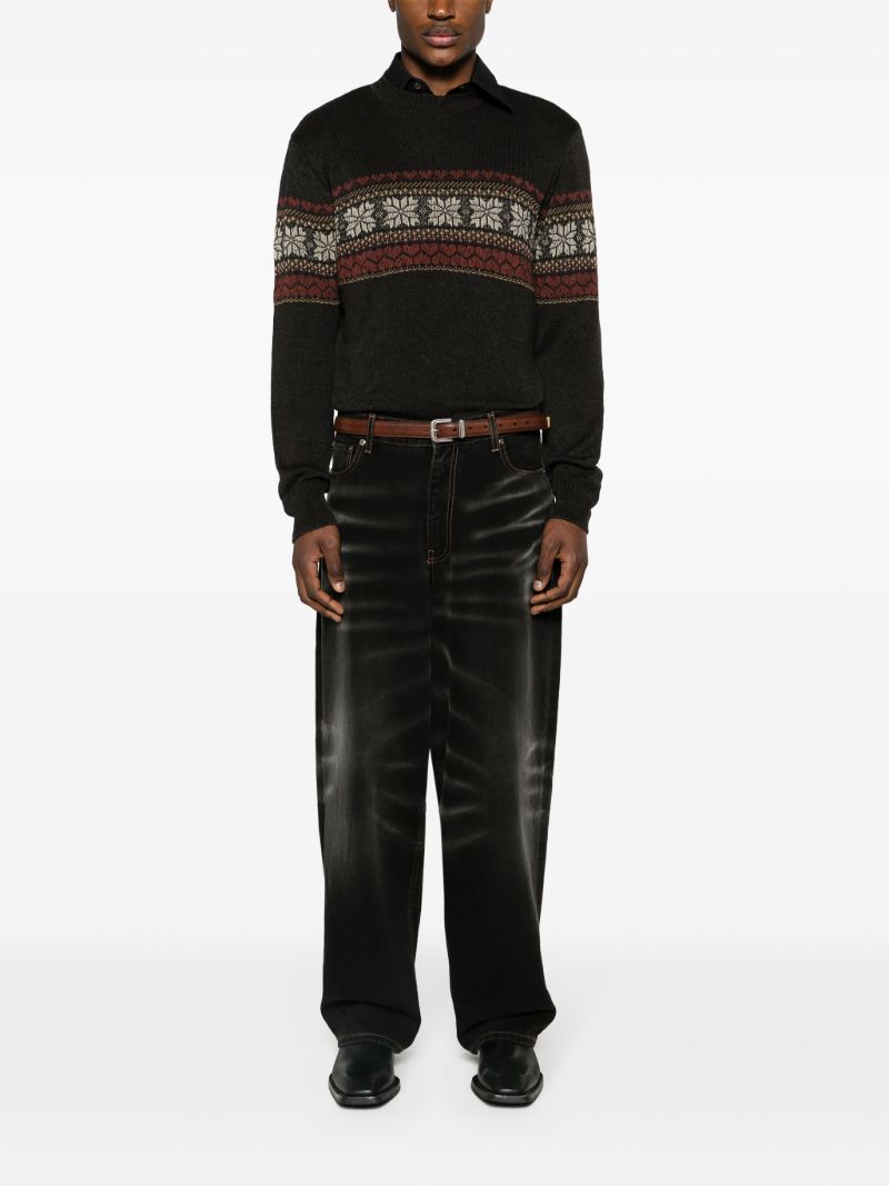Grey Fair-isle Hemp Sweater