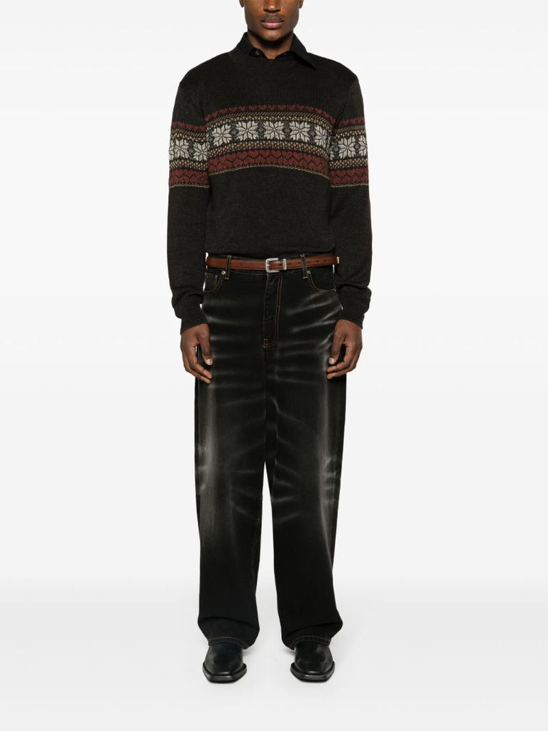 Grey Fair-isle Hemp Sweater