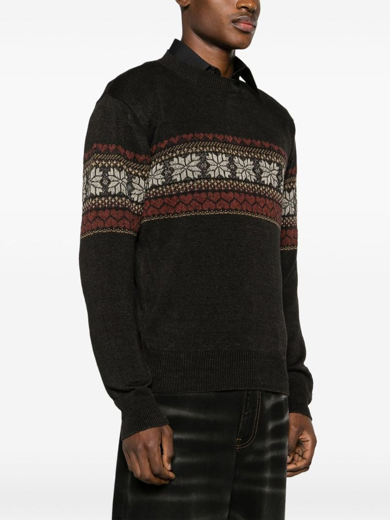 Grey Fair-isle Hemp Sweater
