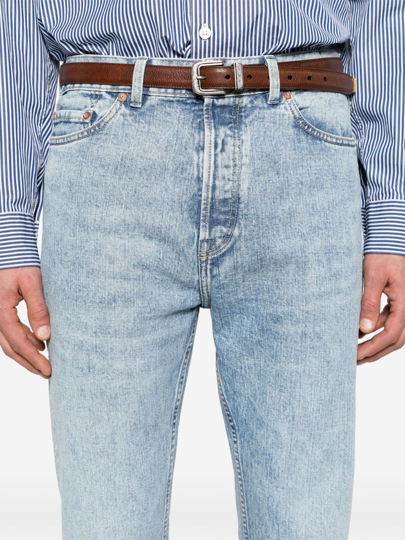 Blue First Cut Mid-rise Straight-leg Jeans
