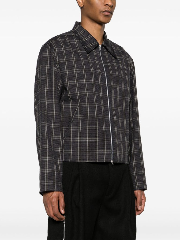 Black Mini Check Shirt Jacket