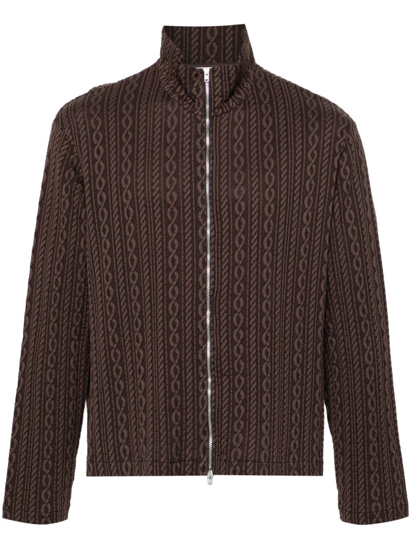 Brown Shrunken Cable-knit Cardigan